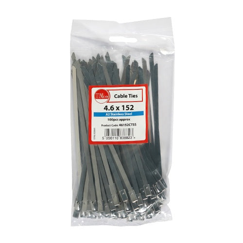 100 x TIMCO Cable Ties A2 Stainless Steel - 4.6 x 152