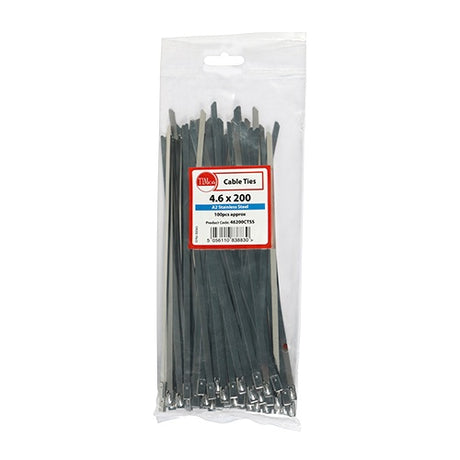 100 x TIMCO Cable Ties A2 Stainless Steel - 4.6 x 200