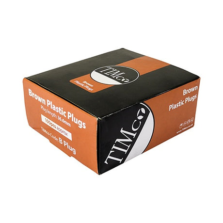 100 x TIMCO Brown Plastic Plugs - 36mm