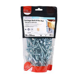 90 x TIMCO Carriage Bolts DIN603 & Hex Full Nut DIN934 Silver - M6 x 50