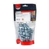 45 x TIMCO Coach Screws Hex Head Silver  - 10.0 x 50