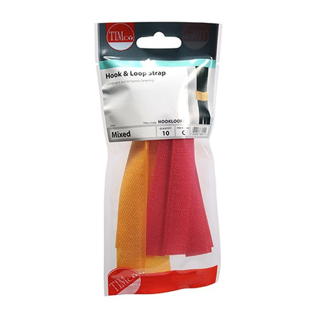 10 x TIMCO Coloured Hook & Loop Straps - Mixed