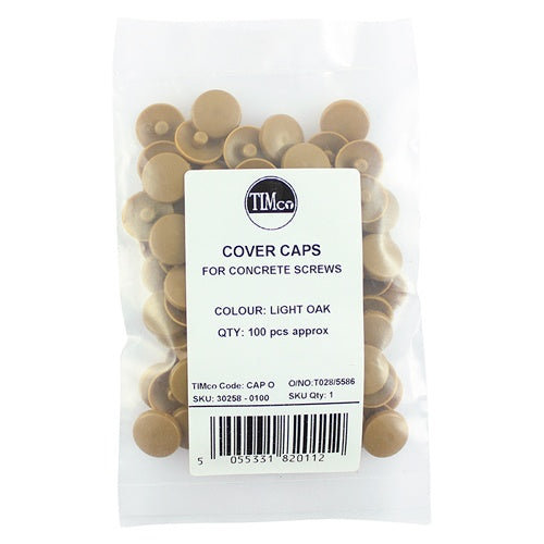 100 x TIMCO Concrete Screw Cover Caps Light Oak - LIGHT OAK