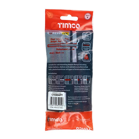 4 x TIMCO Corefix 120 Dot & Dab Wall Fixing - 5.0 x 120