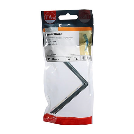 4 x TIMCO Corner Braces Silver - 75 x 75 x 16