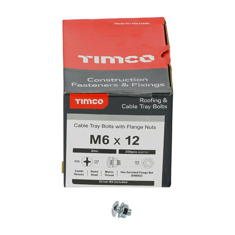 200 x TIMCO Cable Tray Bolts & Flange Nuts Silver - M6 x 12