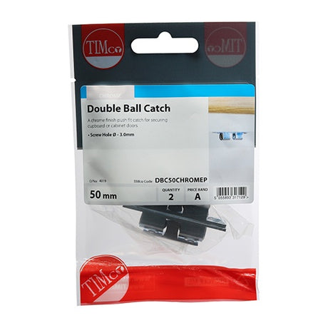 Pair of - TIMCO Double Ball Catches Chrome - 50mm