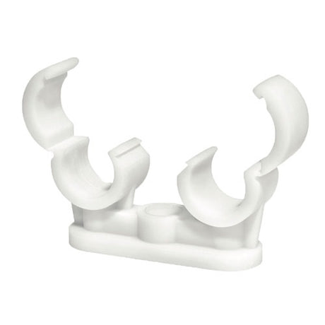 50 x Quick Lock Double Pipe Clips White  - 15mm