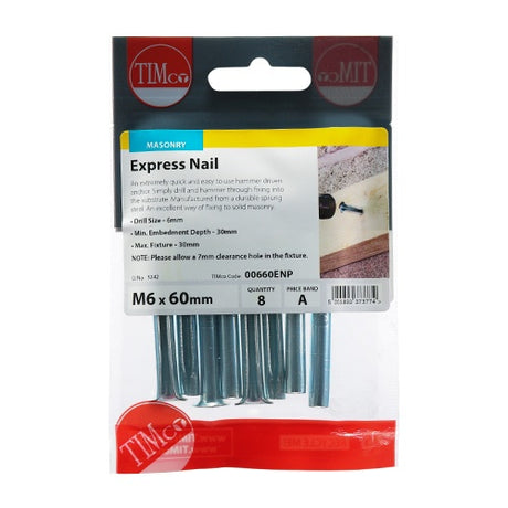 8 x TIMCO Express Nails Silver - 6.0 x 60