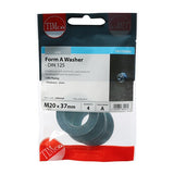 4 x TIMCO Form A Washers DIN125-A Silver - M20