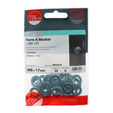 30 x TIMCO Form A Washers DIN125-A Silver - M8