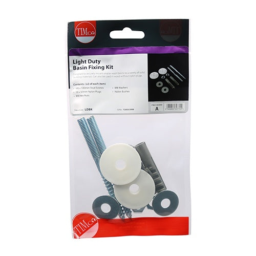 Pair of - TIMCO Basin Fixing Kit Light Duty - Light Duty Kit