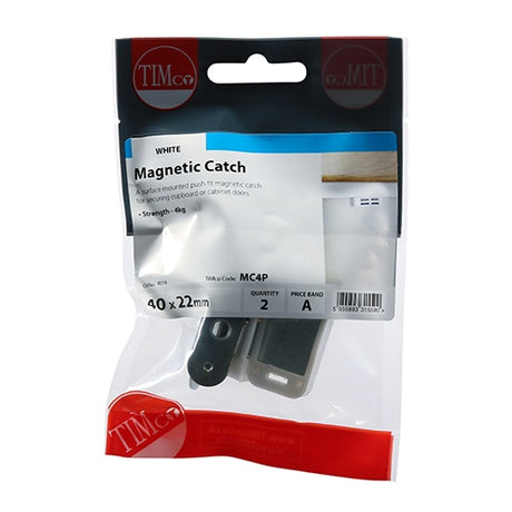 Pair of - TIMCO Magnetic Catches White - 4kg