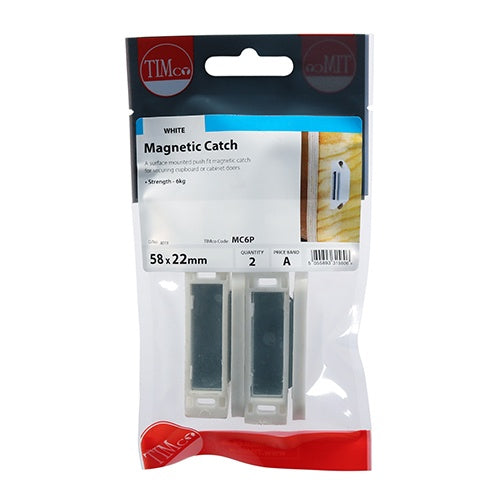 Pair of - TIMCO Magnetic Catches White - 6kg