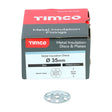 100 x TIMCO Metal Insulation Discs Silver - 35mm