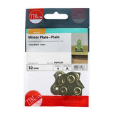 4 x TIMCO Mirror Plates Plain Electro Brass - 32mm