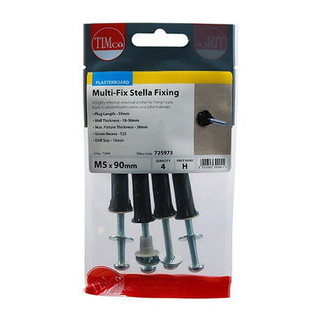 4 x TIMCO Stella-Fix Universal Cavity & Wall Anchors - M5 x 90