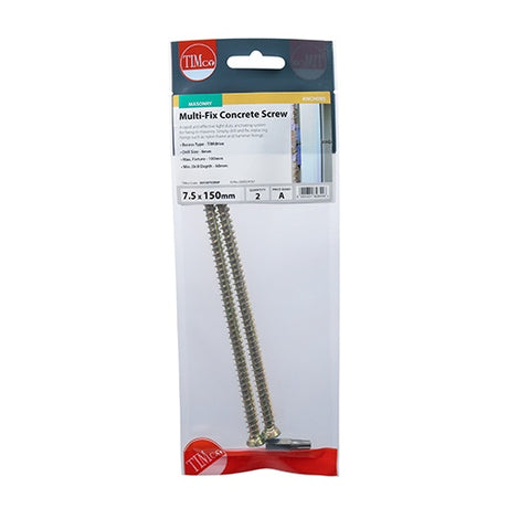 Pair of - TIMCO Concrete Screws Flat Countersunk Gold - 7.5 x 150