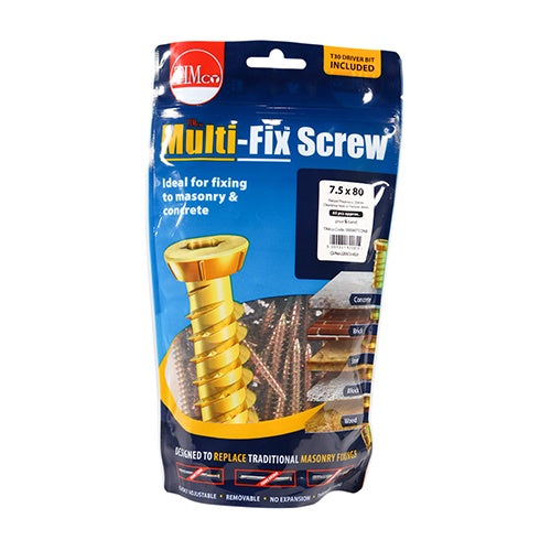 65 x TIMCO Concrete Screws Flat Countersunk Gold - 7.5 x 80