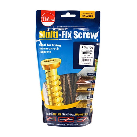 45 x TIMCO Concrete Screws Flat Countersunk Gold - 7.5 x 120