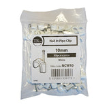 50 x Nail In Pipe Clips White - 10mm