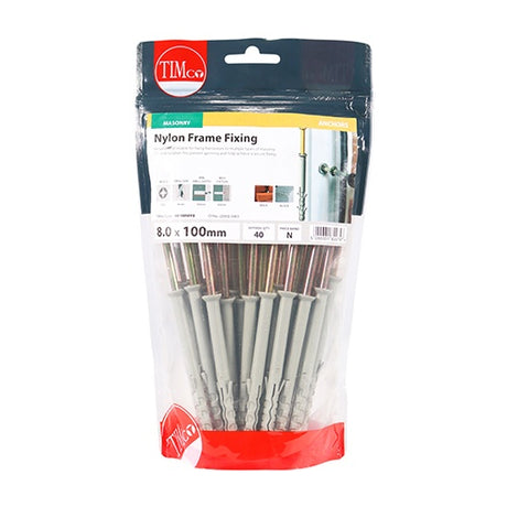 40 x TIMCO Nylon Frame Fixings - 8.0 x 100