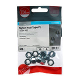 10 x TIMCO Nylon Insert Nuts Type P DIN982 Silver - M8