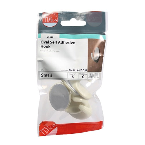 5 x TIMCO Oval Self-Adhesive Hooks - Small - 37.5 x 28.0