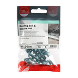 10 x TIMCO Roofing Bolts & Square Nuts Silver - M6 x 30