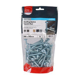 90 x TIMCO Roofing Bolts & Square Nuts Silver - M6 x 50