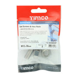 Pair of - TIMCO Set Screws DIN933 Hex & Nut DIN934 Silver A2 Stainless Steel - M12 x 30