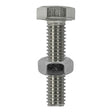 Pair of - TIMCO Set Screws DIN933 Hex & Nut DIN934 Silver A2 Stainless Steel - M10 x 100