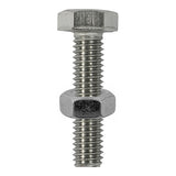 8 x TIMCO Set Screws DIN933 Hex & Nut DIN934 Silver A2 Stainless Steel - M6 x 20