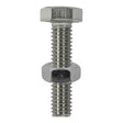 Pair of - TIMCO Set Screws DIN933 Hex & Nut DIN934 Silver A2 Stainless Steel - M8 x 50
