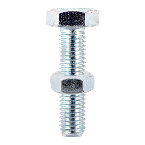 Pair of - TIMCO Set Screws DIN933 Grade 8.8 & Hex Nut DIN934 Silver - M12 x 100