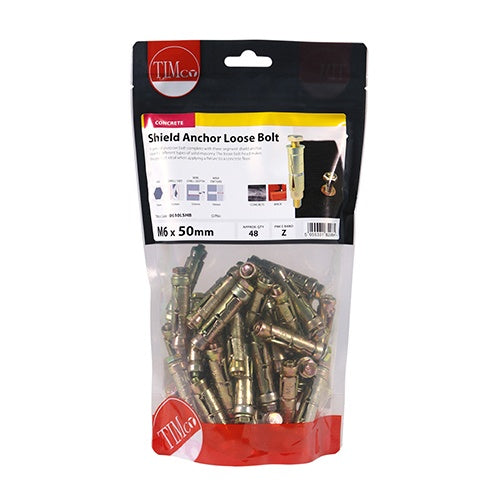 48 x TIMCO Shield Anchors Loose Bolt Gold - M6:10L (M6 x 50)