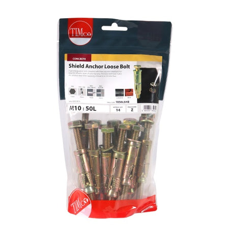 14 x TIMCO Shield Anchors Loose Bolt Gold - M10:50L (M10 x 110)