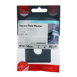 Pair of - TIMCO Square Plate Washers Silver - M16 x 50 x 50 x 3