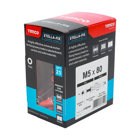 25 x TIMCO Stella-Fix Universal Cavity & Wall Anchors - M5 x 80