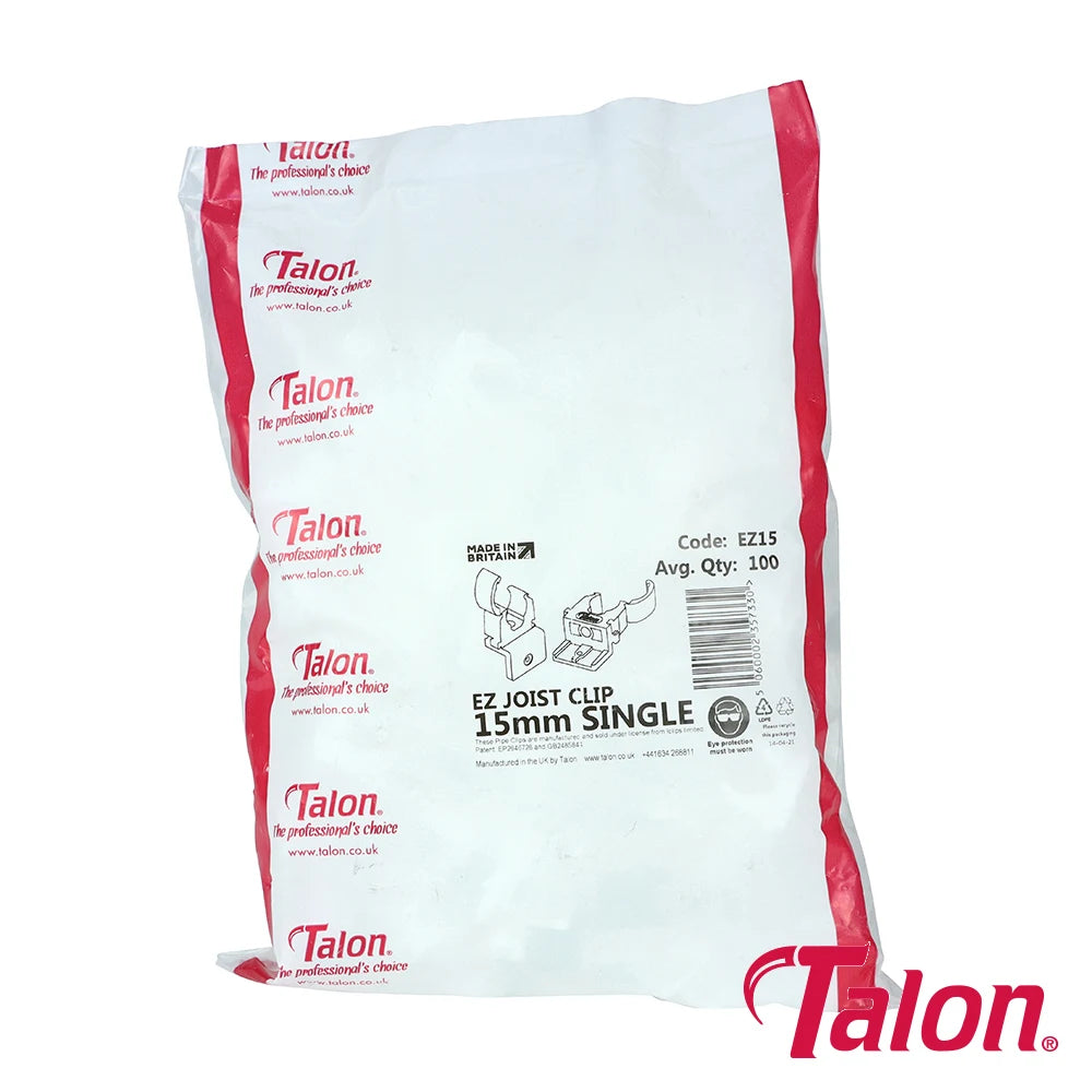 100 x Talon EZ Joist Pipe Clips White - 15mm