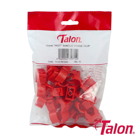 20 x Single Hinged ID Pipe Clips Red - 15mm