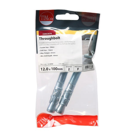 Pair of - TIMCO Throughbolts Silver - M12 x 100