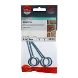 4 x TIMCO Vine Eyes Silver - 75mm