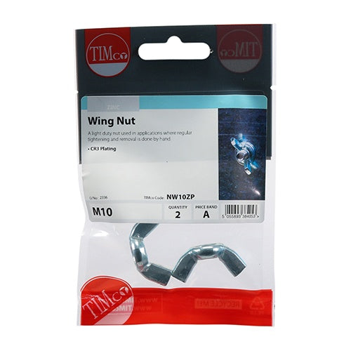 Pair of - TIMCO Wing Nuts Silver - M10