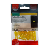 50 x TIMCO Yellow Plastic Plugs - 25mm