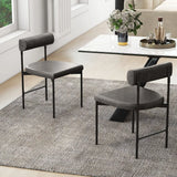 Faux Leather Upholstered Kitchen Side Chair Set of 2 with Curved and Padded Backrest-Gray
