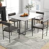 Faux Leather Upholstered Kitchen Side Chair Set of 2 with Curved and Padded Backrest-Gray