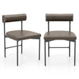 Faux Leather Upholstered Kitchen Side Chair Set of 2 with Curved and Padded Backrest-Gray