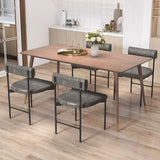 Faux Leather Upholstered Kitchen Side Chair Set of 2 with Curved and Padded Backrest-Gray