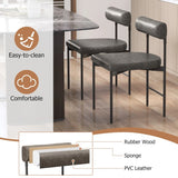 Faux Leather Upholstered Kitchen Side Chair Set of 2 with Curved and Padded Backrest-Gray